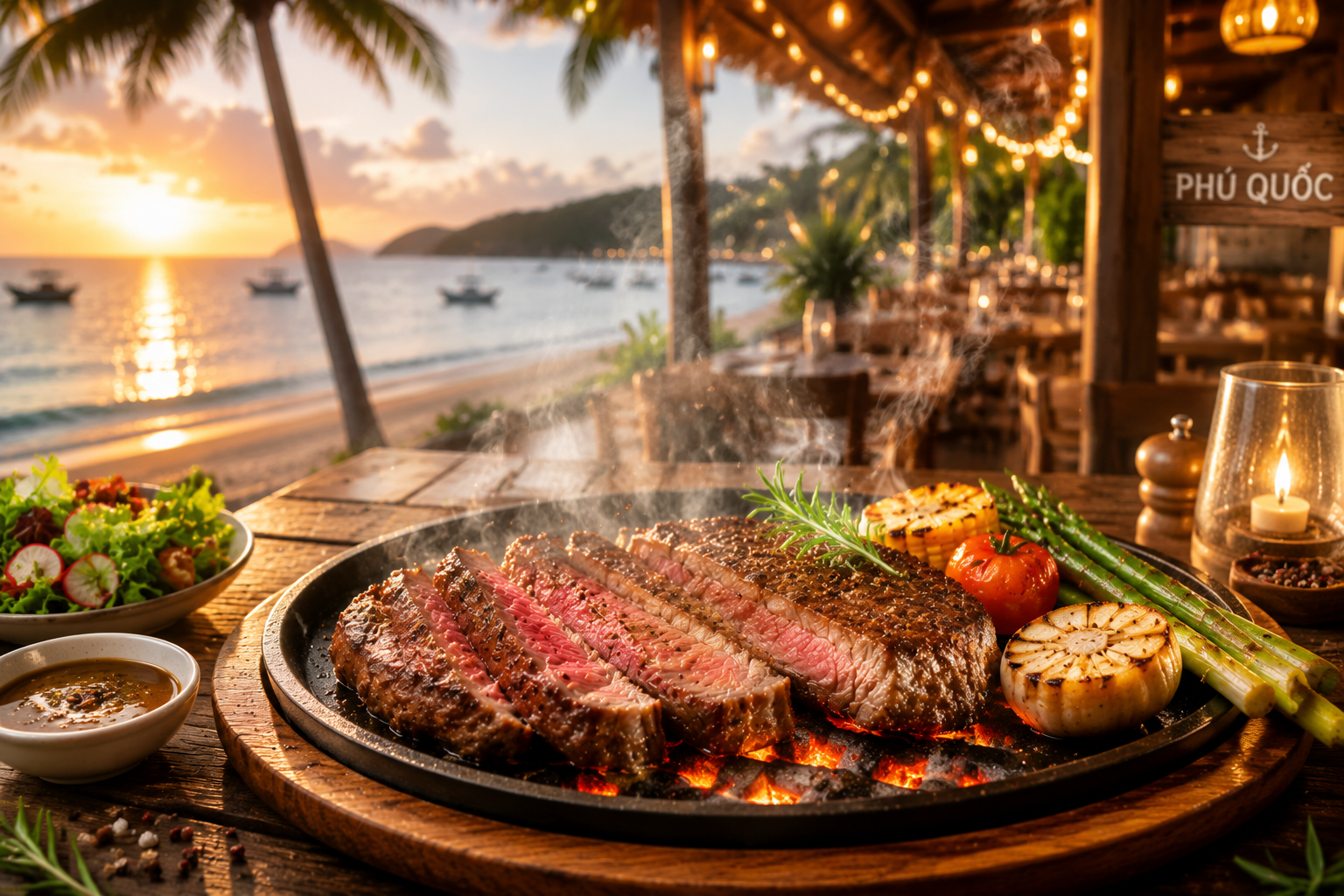 Miếng steak chín tới, nghe được cả tiếng than